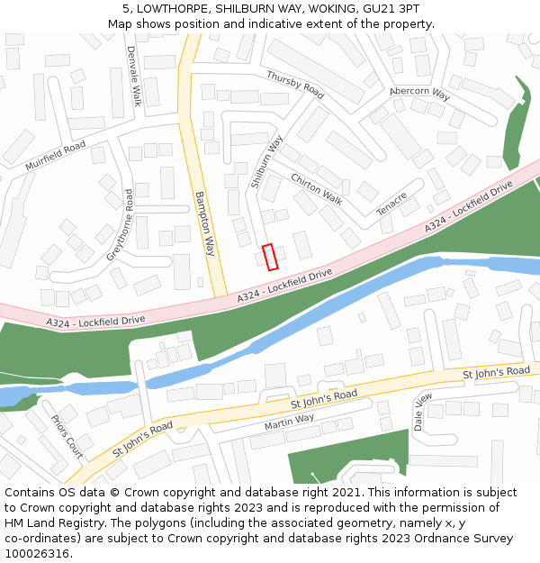 5, LOWTHORPE, SHILBURN WAY, WOKING, GU21 3PT: Location map and indicative extent of plot