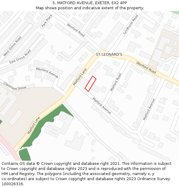 5, MATFORD AVENUE, EXETER, EX2 4PP: Location map and indicative extent of plot