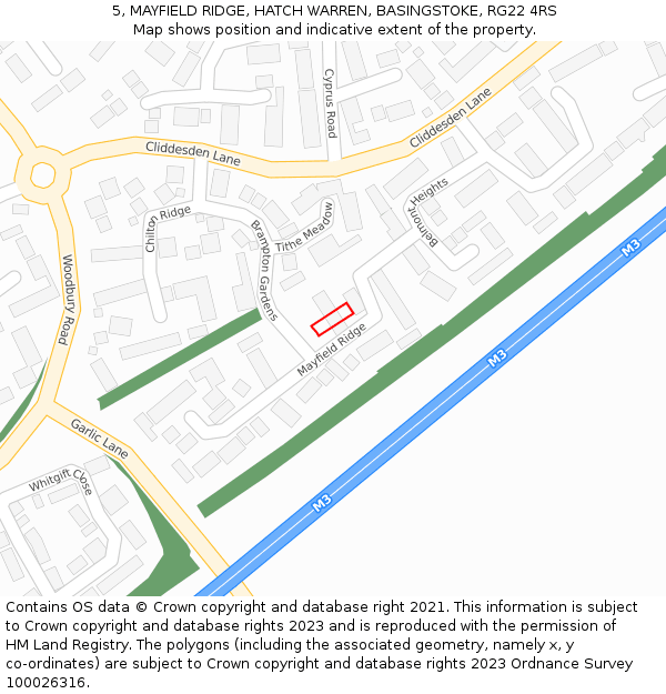 5, MAYFIELD RIDGE, HATCH WARREN, BASINGSTOKE, RG22 4RS: Location map and indicative extent of plot