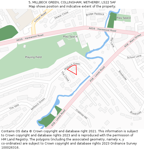 5, MILLBECK GREEN, COLLINGHAM, WETHERBY, LS22 5AF: Location map and indicative extent of plot