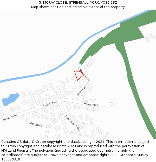 5, MORAY CLOSE, STRENSALL, YORK, YO32 5SZ: Location map and indicative extent of plot