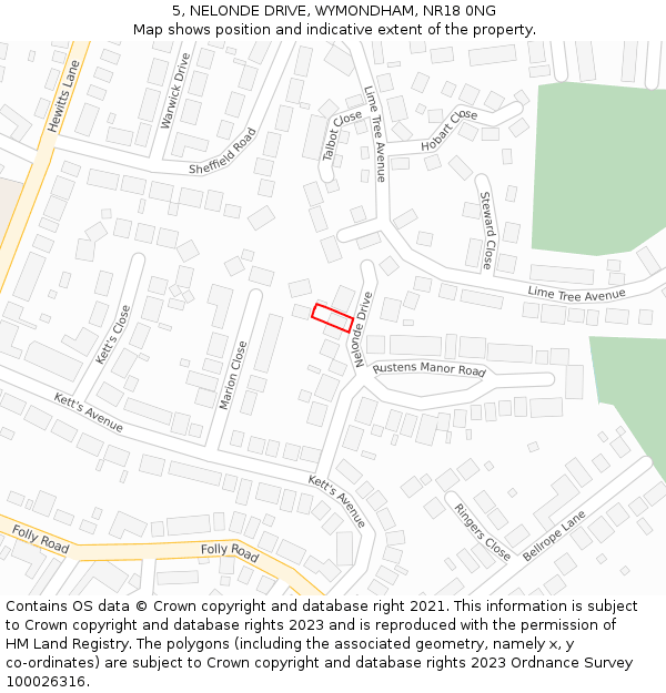 5, NELONDE DRIVE, WYMONDHAM, NR18 0NG: Location map and indicative extent of plot