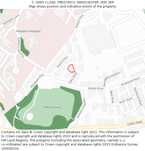 5, OAKS CLOSE, PRESTWICH, MANCHESTER, M25 3ER: Location map and indicative extent of plot