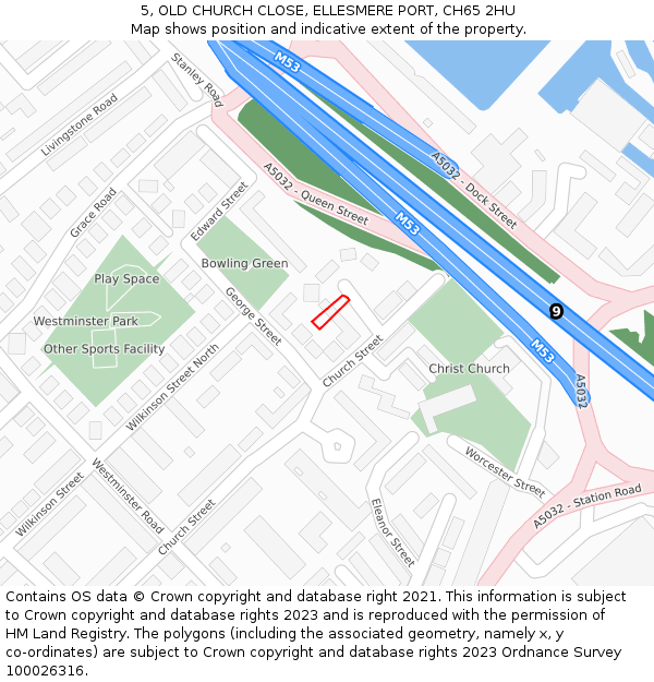 5, OLD CHURCH CLOSE, ELLESMERE PORT, CH65 2HU: Location map and indicative extent of plot