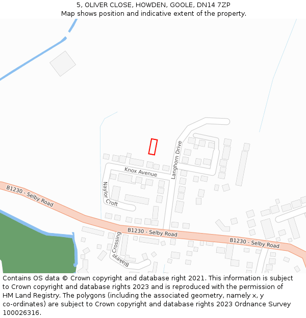 5, OLIVER CLOSE, HOWDEN, GOOLE, DN14 7ZP: Location map and indicative extent of plot