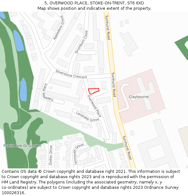 5, OVERWOOD PLACE, STOKE-ON-TRENT, ST6 6XD: Location map and indicative extent of plot