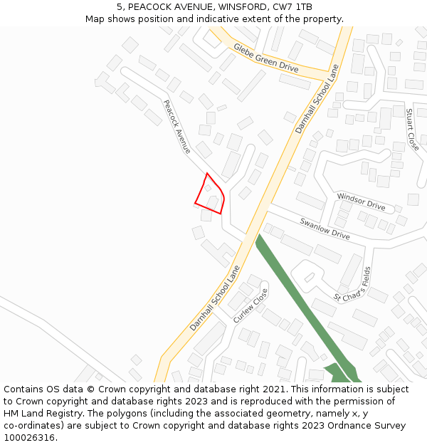 5, PEACOCK AVENUE, WINSFORD, CW7 1TB: Location map and indicative extent of plot