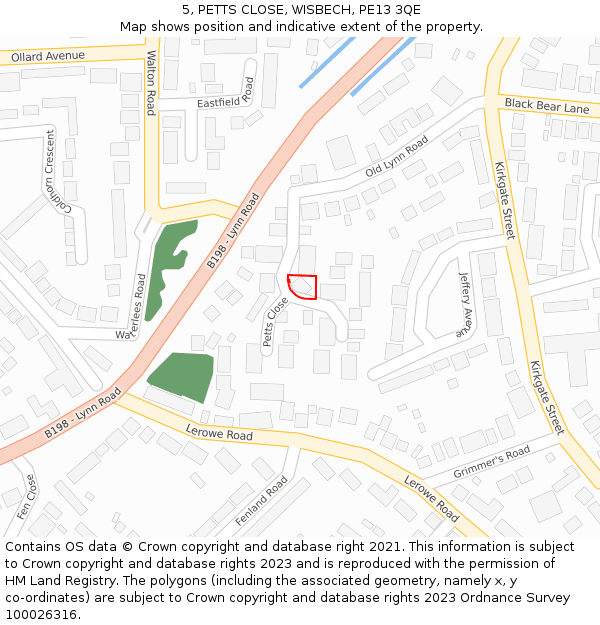 5, PETTS CLOSE, WISBECH, PE13 3QE: Location map and indicative extent of plot