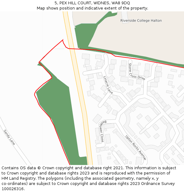 5, PEX HILL COURT, WIDNES, WA8 9DQ: Location map and indicative extent of plot