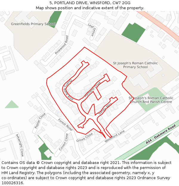 5, PORTLAND DRIVE, WINSFORD, CW7 2GG: Location map and indicative extent of plot