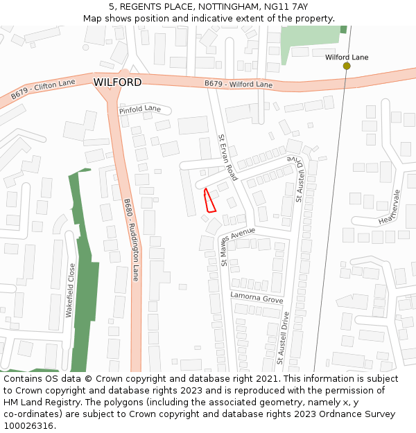 5, REGENTS PLACE, NOTTINGHAM, NG11 7AY: Location map and indicative extent of plot