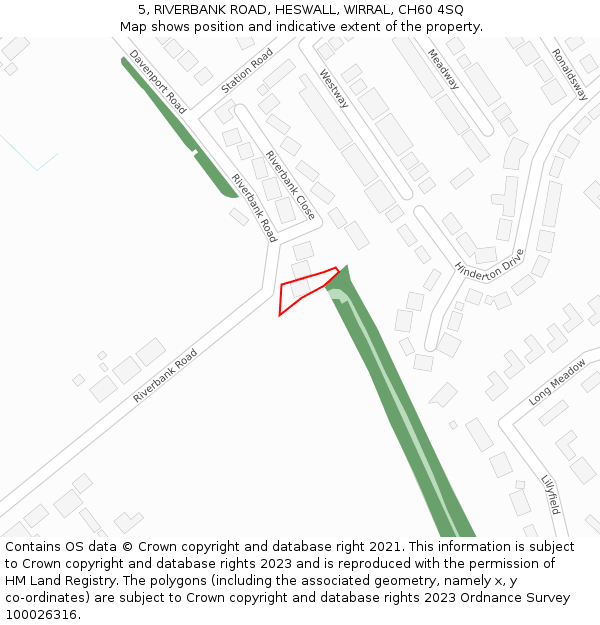 5, RIVERBANK ROAD, HESWALL, WIRRAL, CH60 4SQ: Location map and indicative extent of plot