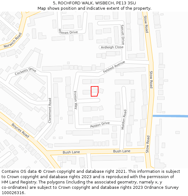 5, ROCHFORD WALK, WISBECH, PE13 3SU: Location map and indicative extent of plot