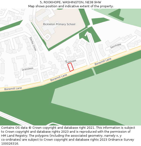 5, ROOKHOPE, WASHINGTON, NE38 9HW: Location map and indicative extent of plot