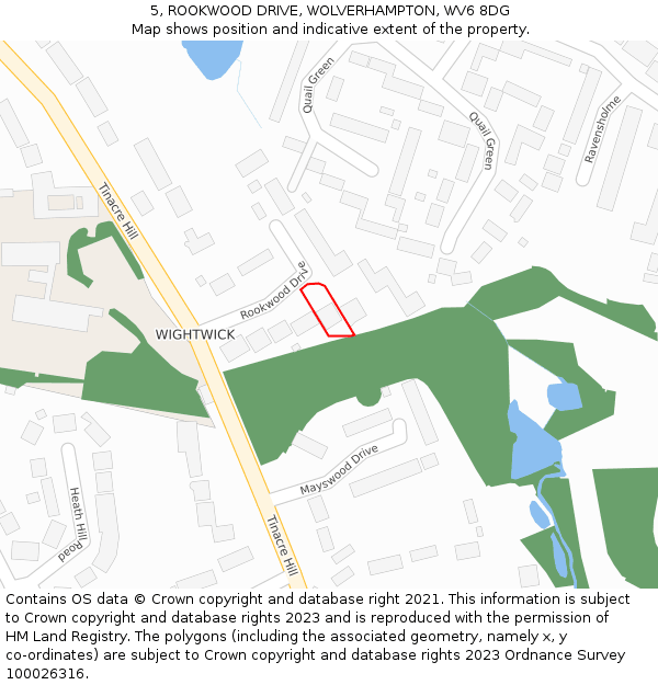 5, ROOKWOOD DRIVE, WOLVERHAMPTON, WV6 8DG: Location map and indicative extent of plot