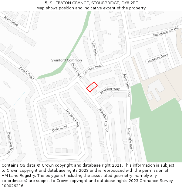 5, SHERATON GRANGE, STOURBRIDGE, DY8 2BE: Location map and indicative extent of plot