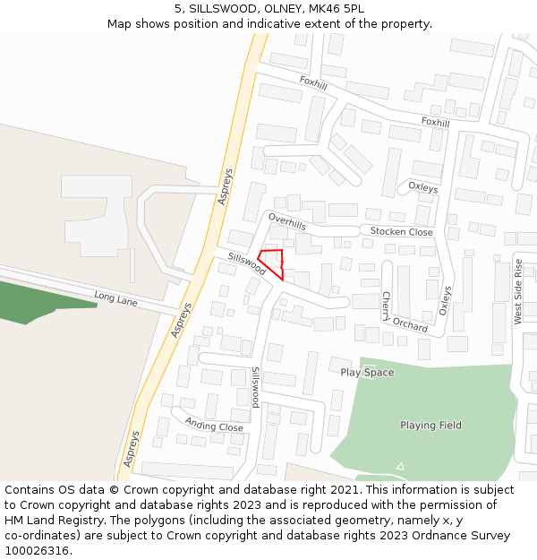 5, SILLSWOOD, OLNEY, MK46 5PL: Location map and indicative extent of plot