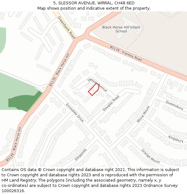 5, SLESSOR AVENUE, WIRRAL, CH48 6ED: Location map and indicative extent of plot