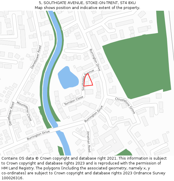 5, SOUTHGATE AVENUE, STOKE-ON-TRENT, ST4 8XU: Location map and indicative extent of plot