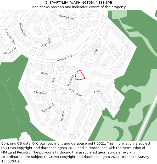 5, SPARTYLEA, WASHINGTON, NE38 8PB: Location map and indicative extent of plot
