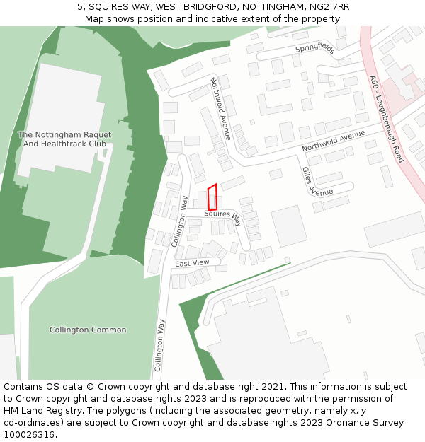 5, SQUIRES WAY, WEST BRIDGFORD, NOTTINGHAM, NG2 7RR: Location map and indicative extent of plot