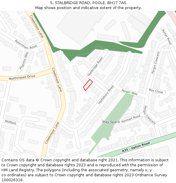 5, STALBRIDGE ROAD, POOLE, BH17 7AS: Location map and indicative extent of plot
