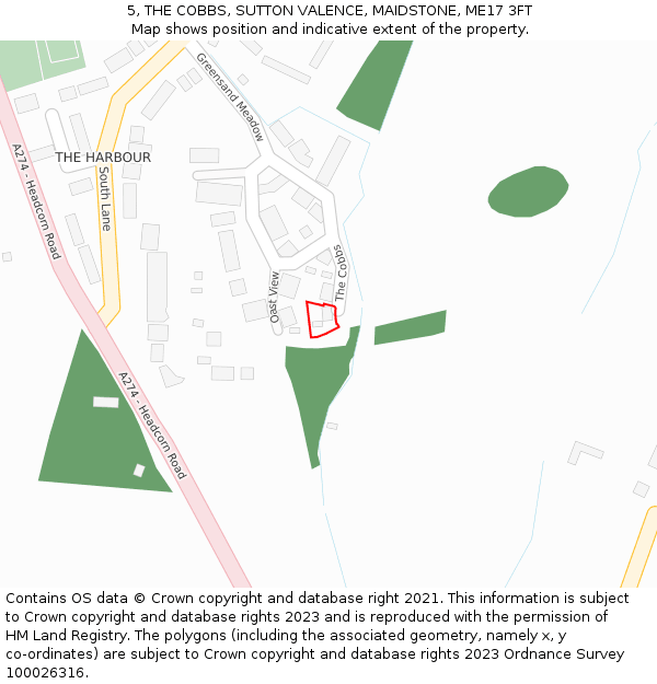 5, THE COBBS, SUTTON VALENCE, MAIDSTONE, ME17 3FT: Location map and indicative extent of plot
