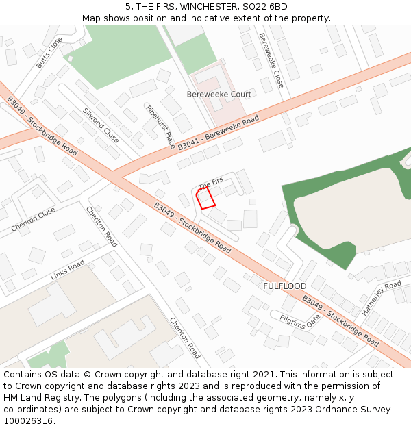 5, THE FIRS, WINCHESTER, SO22 6BD: Location map and indicative extent of plot