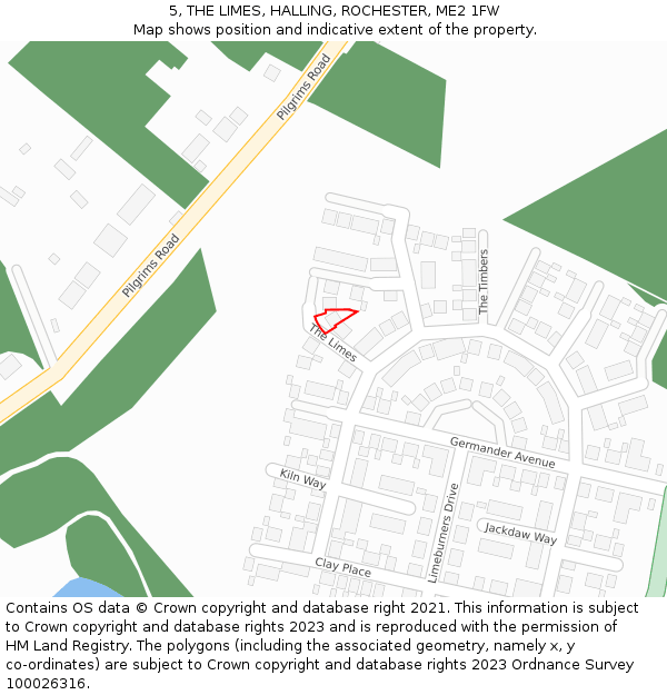 5, THE LIMES, HALLING, ROCHESTER, ME2 1FW: Location map and indicative extent of plot