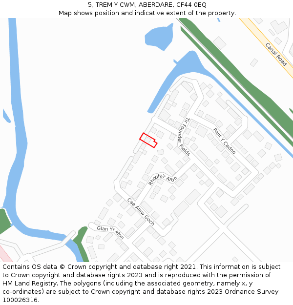 5, TREM Y CWM, ABERDARE, CF44 0EQ: Location map and indicative extent of plot