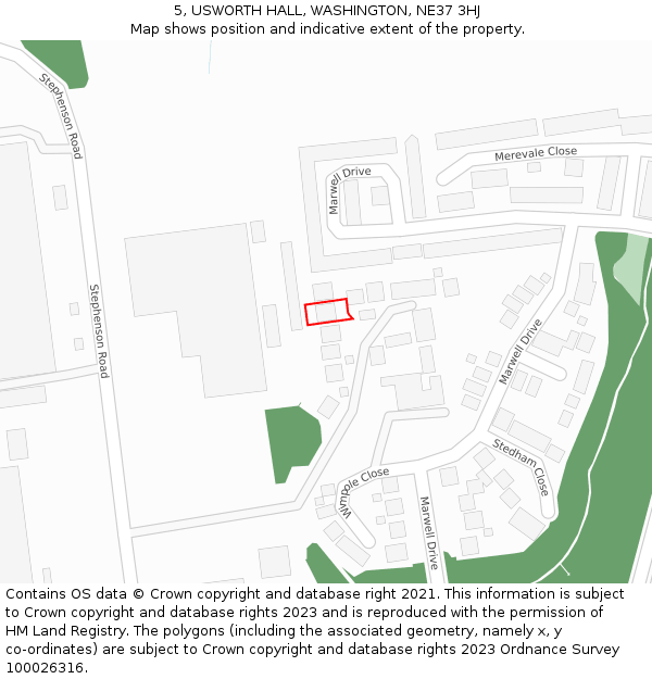 5, USWORTH HALL, WASHINGTON, NE37 3HJ: Location map and indicative extent of plot