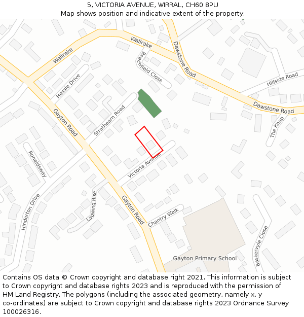 5, VICTORIA AVENUE, WIRRAL, CH60 8PU: Location map and indicative extent of plot