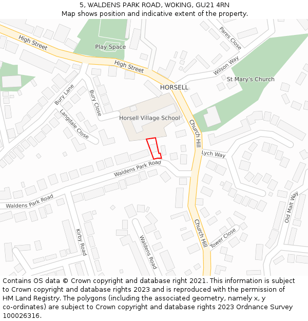 5, WALDENS PARK ROAD, WOKING, GU21 4RN: Location map and indicative extent of plot
