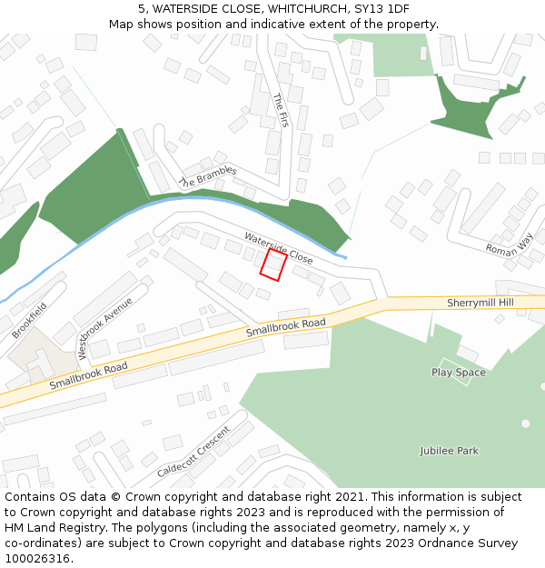 5, WATERSIDE CLOSE, WHITCHURCH, SY13 1DF: Location map and indicative extent of plot