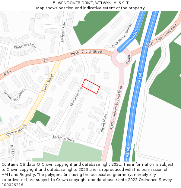 5, WENDOVER DRIVE, WELWYN, AL6 9LT: Location map and indicative extent of plot