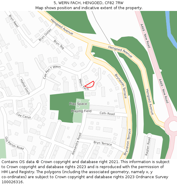 5, WERN FACH, HENGOED, CF82 7RW: Location map and indicative extent of plot
