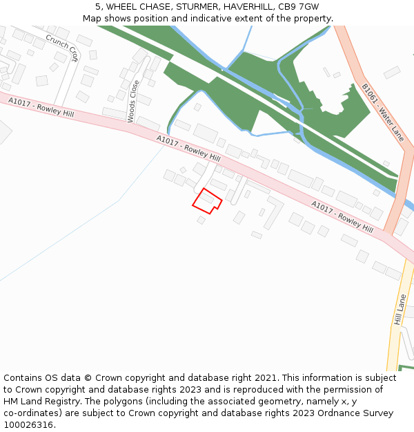 5, WHEEL CHASE, STURMER, HAVERHILL, CB9 7GW: Location map and indicative extent of plot