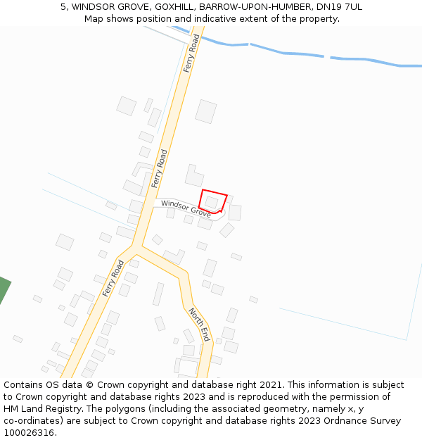 5, WINDSOR GROVE, GOXHILL, BARROW-UPON-HUMBER, DN19 7UL: Location map and indicative extent of plot