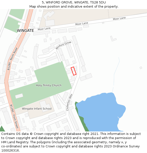 5, WINFORD GROVE, WINGATE, TS28 5DU: Location map and indicative extent of plot