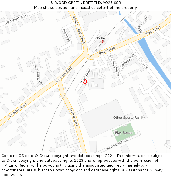 5, WOOD GREEN, DRIFFIELD, YO25 6SR: Location map and indicative extent of plot