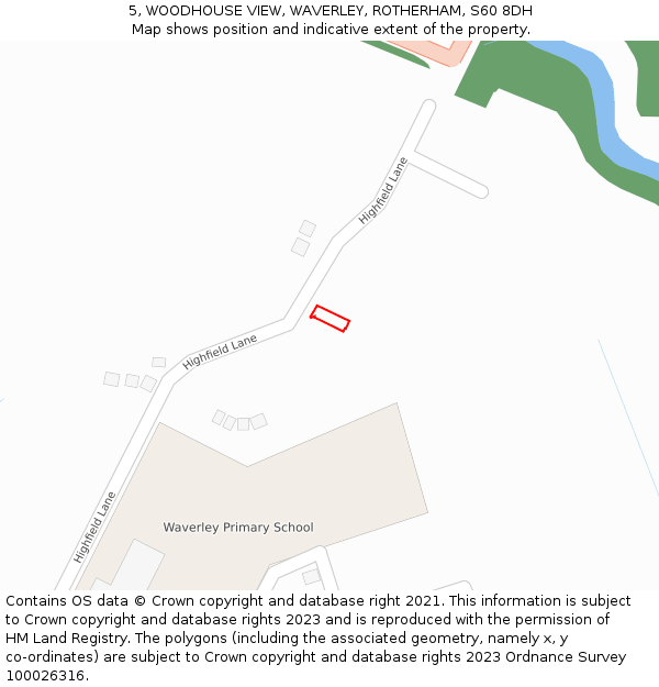 5, WOODHOUSE VIEW, WAVERLEY, ROTHERHAM, S60 8DH: Location map and indicative extent of plot