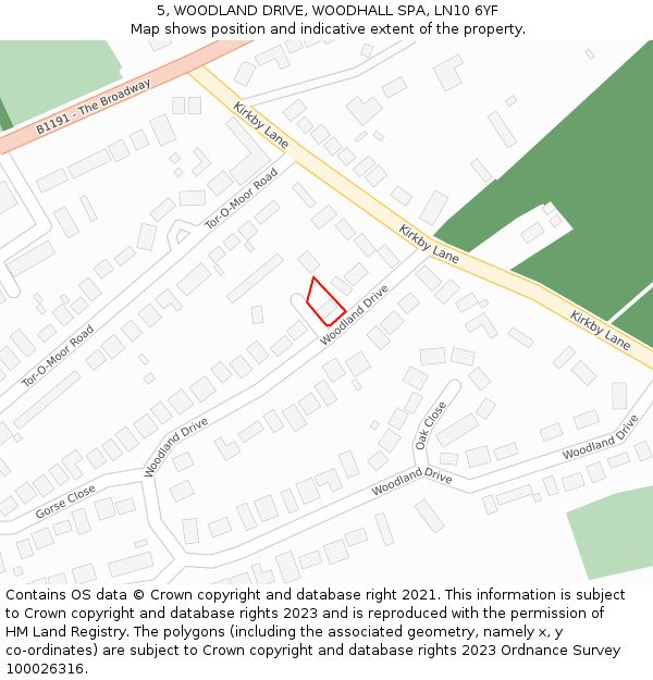 5, WOODLAND DRIVE, WOODHALL SPA, LN10 6YF: Location map and indicative extent of plot