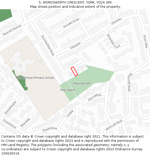 5, WORDSWORTH CRESCENT, YORK, YO24 2RX: Location map and indicative extent of plot