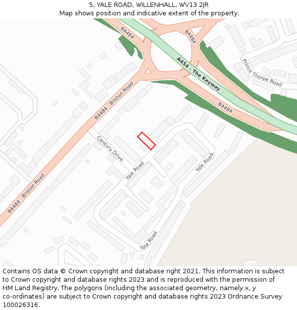 5, YALE ROAD, WILLENHALL, WV13 2JR: Location map and indicative extent of plot