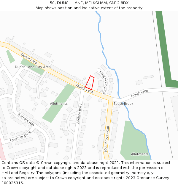 50, DUNCH LANE, MELKSHAM, SN12 8DX: Location map and indicative extent of plot