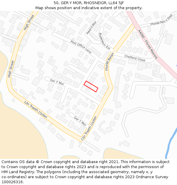 50, GER Y MOR, RHOSNEIGR, LL64 5JF: Location map and indicative extent of plot