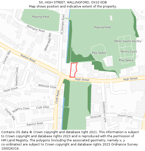 50, HIGH STREET, WALLINGFORD, OX10 0DB: Location map and indicative extent of plot