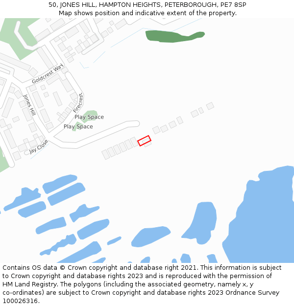 50, JONES HILL, HAMPTON HEIGHTS, PETERBOROUGH, PE7 8SP: Location map and indicative extent of plot