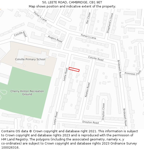 50, LEETE ROAD, CAMBRIDGE, CB1 9ET: Location map and indicative extent of plot