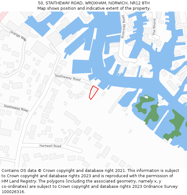 50, STAITHEWAY ROAD, WROXHAM, NORWICH, NR12 8TH: Location map and indicative extent of plot